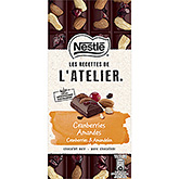 L'Atelier Mørk chokolade tranebær & mandler 170g