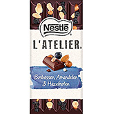 L'Atelier Pure chocolade bosbessen & amandelen 170g