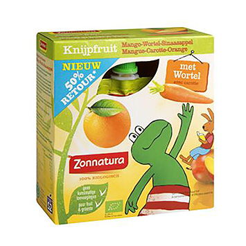 Zonnatura Knijpfruitjes' Mango-Karotten-Orange 340g