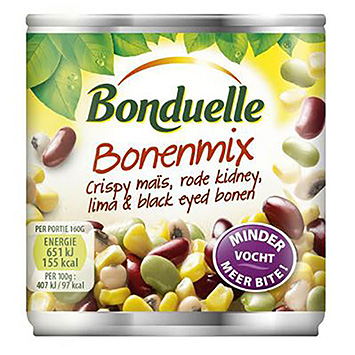 Bonduelle Bonenmix crispy mais rode kidney lima black eyed bonen 160g