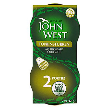 John West Tonijnstukken met een vleugje olijfolie 2x60g 120g