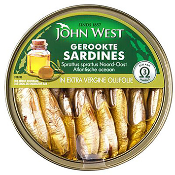 John West Gerookte sardines in extra vergine olijfolie 106g