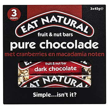 Eat Natural Frugt- og nøddebar mørk chokolade 3x45g 135g