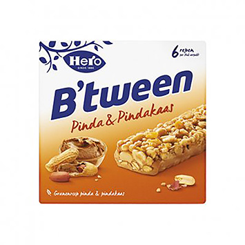 Hero B'tween pinda en pindakaas 6x25g 150g