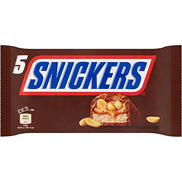 Snickers Barres chocolatées fourrées cacahuètes et caramel 5x50g 250g
