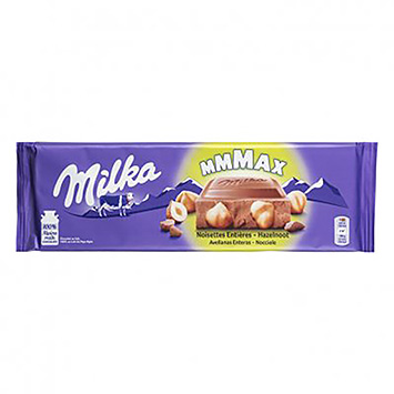 Milka Mmmax maxi tavoletta di cioccolato al latte 100% alpino con nocciole intere 270g