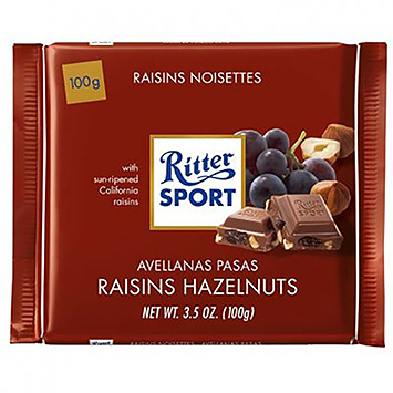 Ritter Sport Tablette de chocolat noisettes aux raisins secs 100g