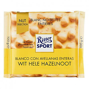 Ritter Sport Tablette de chocolat noisette entière blanche 100g