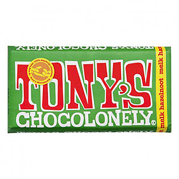Tony's Chocolonely Tablete de chocolate leite avelã 180g