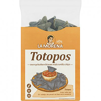 La Morena Totopos oven gebakken blauwe maïs tortilla chips 150g