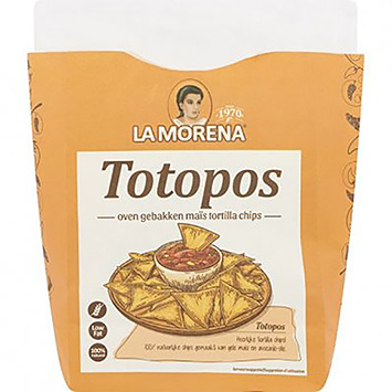 La Morena Totopos oven gebakken gele maïs tortilla chips 150g