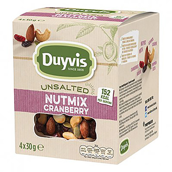 Duyvis Unsalted nutmix cranberry 4x30g 120g