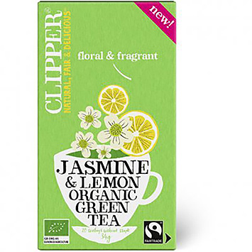 Clipper Chá verde orgânico de jasmim e limão 20 saquetas 40g