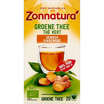 Zonnatura Groene thee gember 20 zakjes 34g