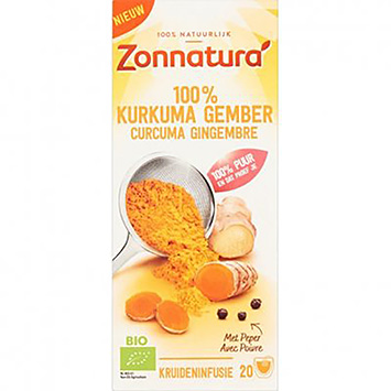 Zonnatura 100% Kurkuma gember 20 zakjes 36g