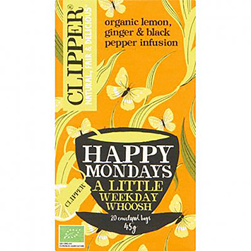 Clipper Happy Mondays infuso bio con limone, zenzero e pepe nero, tisana speziata 45g