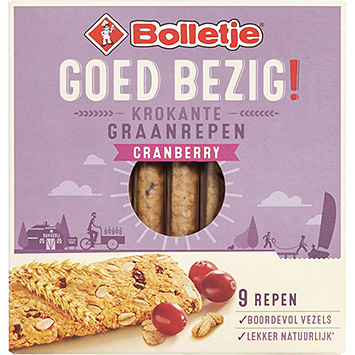 Bolletje Goed bezig krokante graanrepen cranberry 210g