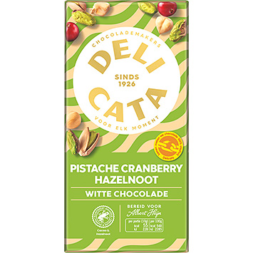 Delicata Wit pistache hazelnoot cranberry 150g