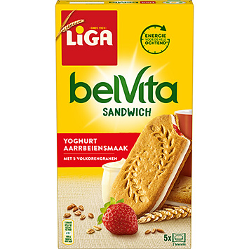 Liga Belvita biscoito sanduíche iogurte morango 253g