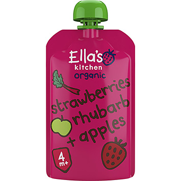 Ella's Kitchen Jordbær, rabarber og æbler 4 øko 120g