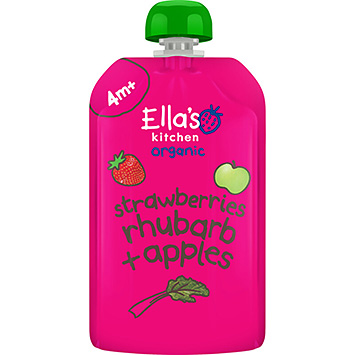 Ella's Kitchen Fraises, pommes et rhubarbe bio, bébé dès 4 mois 120g