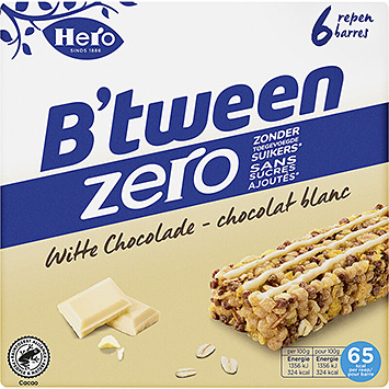 Hero B'tween zero barras de cereais chocolate branco 120g