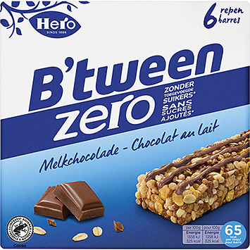 Hero B'tween zero barritas de muesli chocolate con leche 120g
