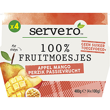 Servero 100% frugtkompot æble, mango, fersken og passion 400g