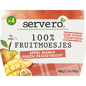 Servero 100% frugtkompot æble mango fersken passion 400g
