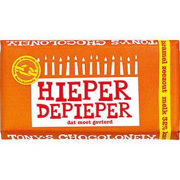 Tony's Chocolonely Caramel au lait fleur de sel 'Hieper depieper' 180g