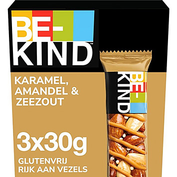 Be-Kind Barre de noix caramel amande sel de mer pack de 3 90g