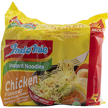 Indo mie Indomie paquete de 5 fideos instantáneos con pollo 350g