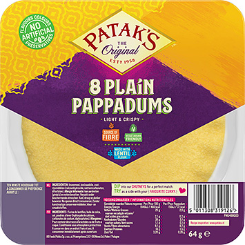 Patak's Pappadums naturais prontos 80g