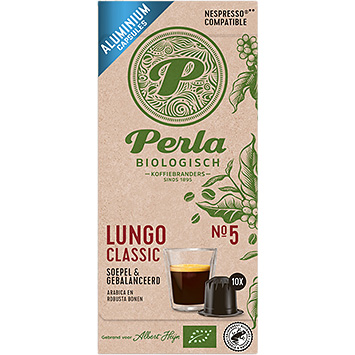 Perla Økologiske Lungo klassiske kaffekapsler 50g