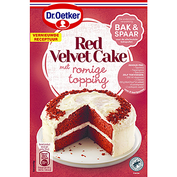 Dr. Oetker Backmischung für Red Velvet Cake mit cremigem Topping 293g