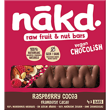 Nakd Barres chocolatées végétaliennes à la framboise et au cacao 120g