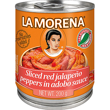 La Morena Skivade röda jalapeño paprikor adobosås 200g