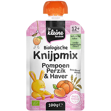 De Kleine Keuken Knijpmix pompoen perzik & haver 12m+ 100g