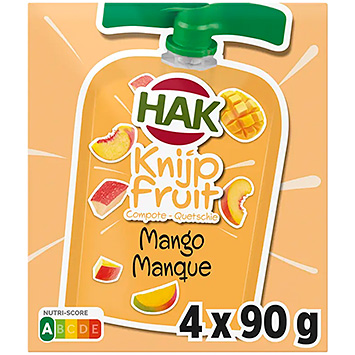 Hak Knijpfruit mango 0% 4-pack 360g