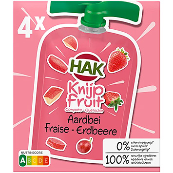 Hak Knijpfruit aardbei 0% 4-pack 360g