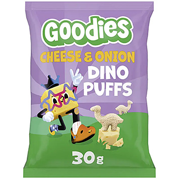 Goodies Snack dino puffs cheese & onion 3+ jaar 30g